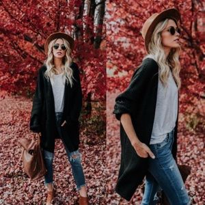 Lace-up hooded cardigan
